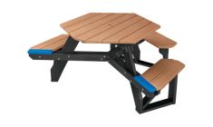 Recycled Plastic Wheelchair Accessible Hex Table - Premium Wood Grain