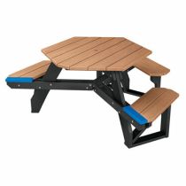 Recycled Plastic Wheelchair Accessible Hex Table - Premium Wood Grain
